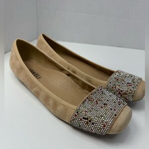 VANELI NABILIA Tan Suede
MultiColor Rhinestone Crystal
Band Flats size 9W